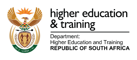 Logo of South Africa's Department of Higher Education and Training.
